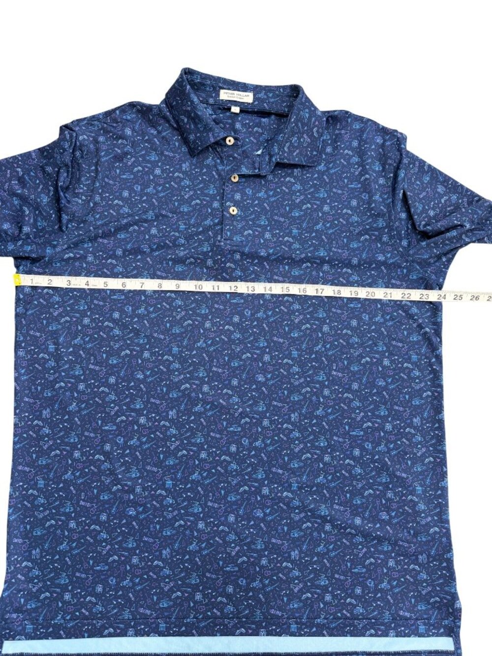 Peter Millar Summer Comfort Men Size L Polo Back To The Future Blue Short Sleeve - Picture 5 of 7